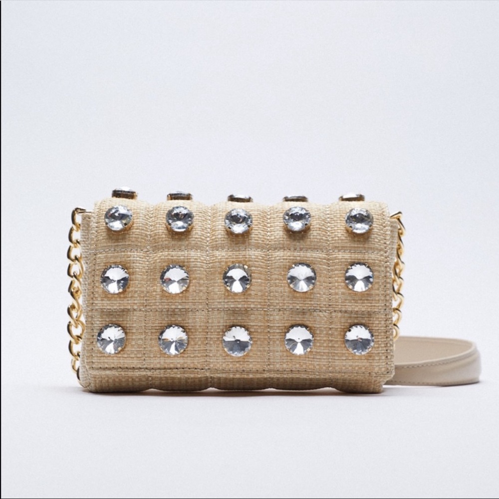 Quilted Cross Body Bag with Gems